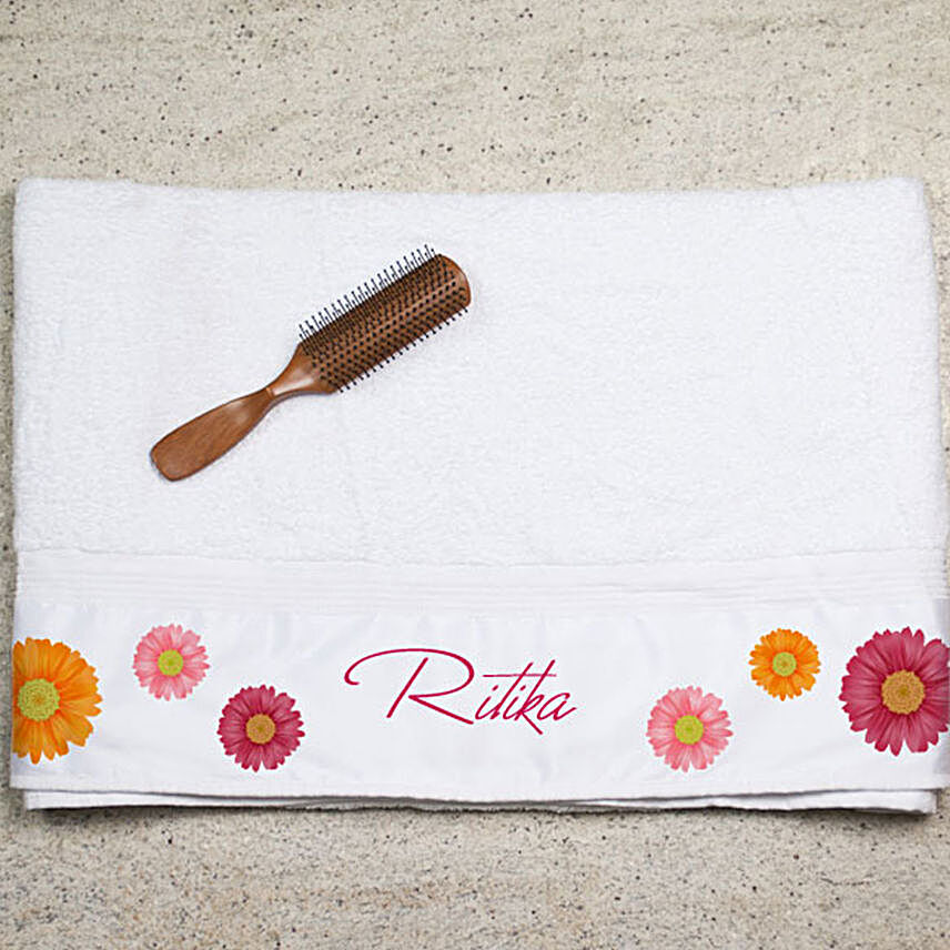 Personalised Flower Printed Towel