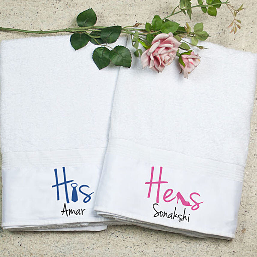 Personalised His Hers Bath Towel Set