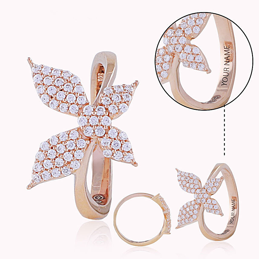 Personalised Rose Gold Butterfly Ring