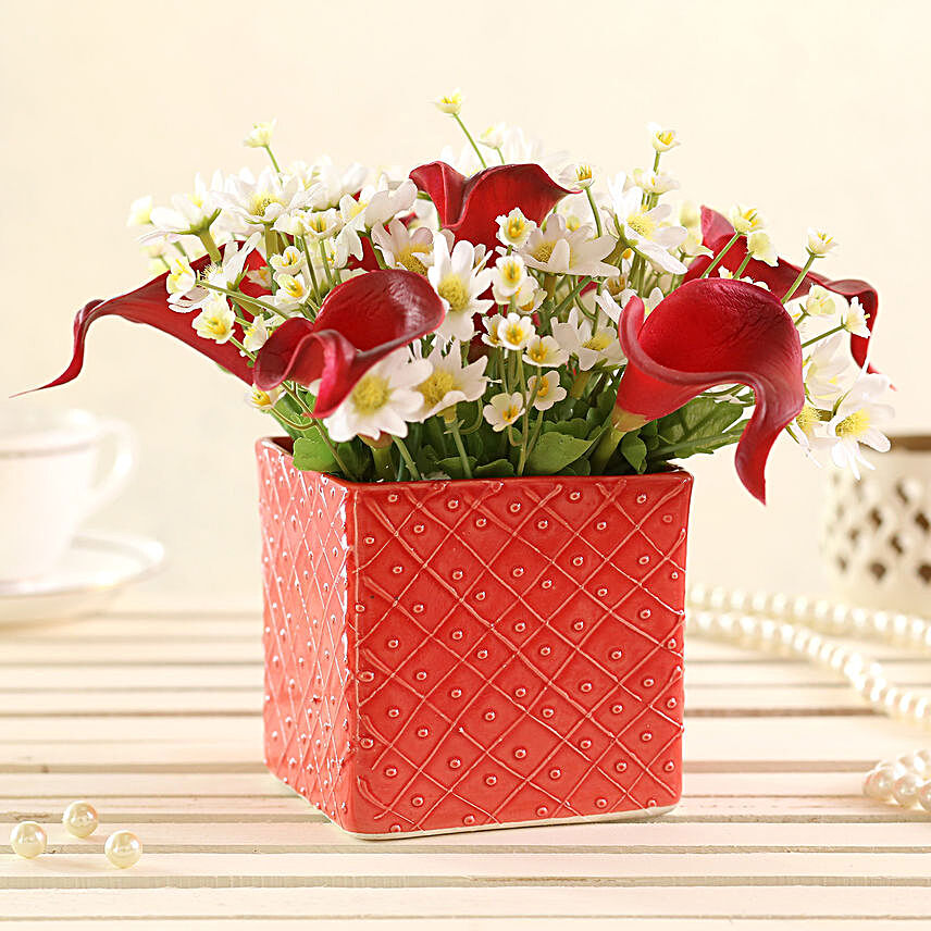 Red & White Artificial Flowers