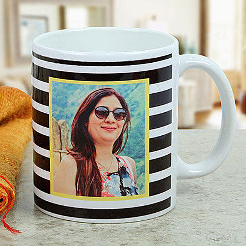 Striped Personalised Picture Mug