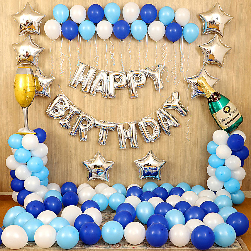 Blue Happy Birthday Décor:Decoration Services in Bangalore