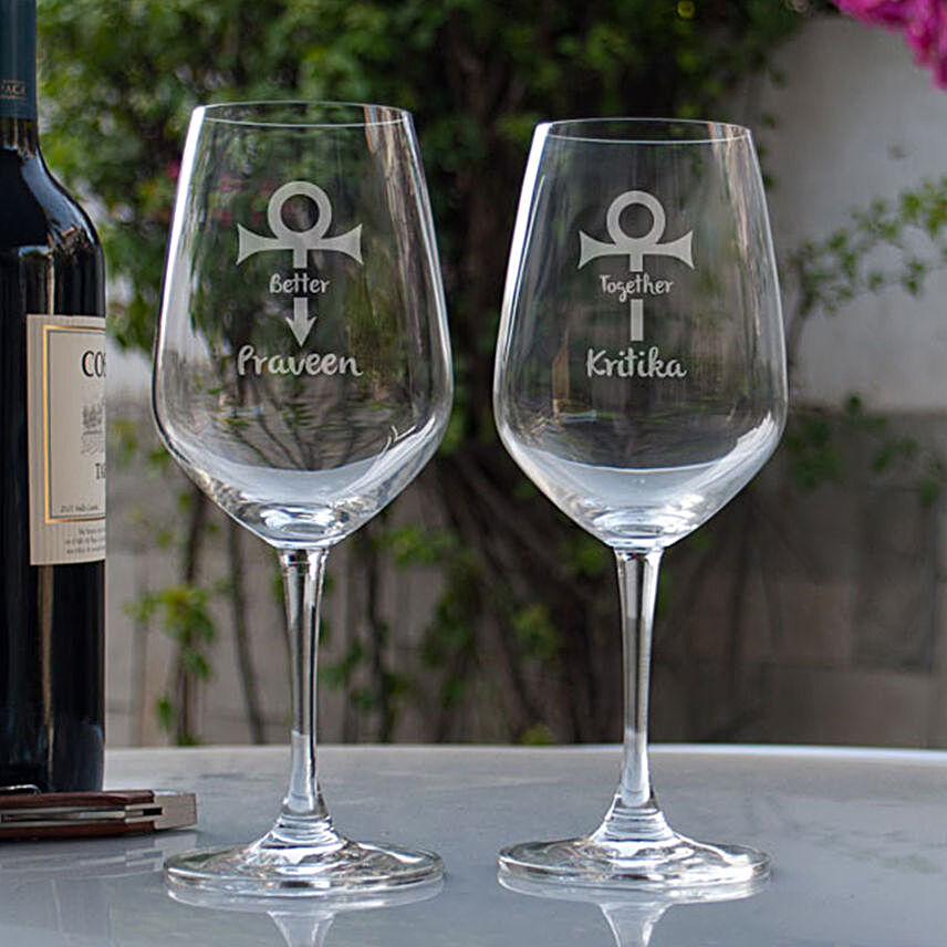Customised Wine Glasses Online For Couple:Buy Personalized Wine Glasses