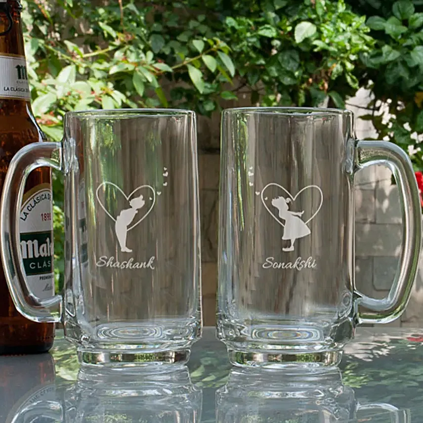 Customised Beer Mugs For Couple Online:Buy Personalised Beer Glasses