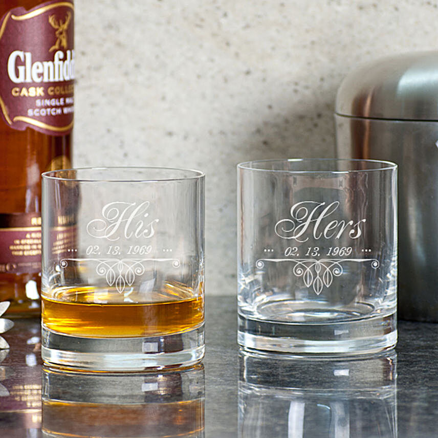 His & Hers Personalised Whiskey Glasses