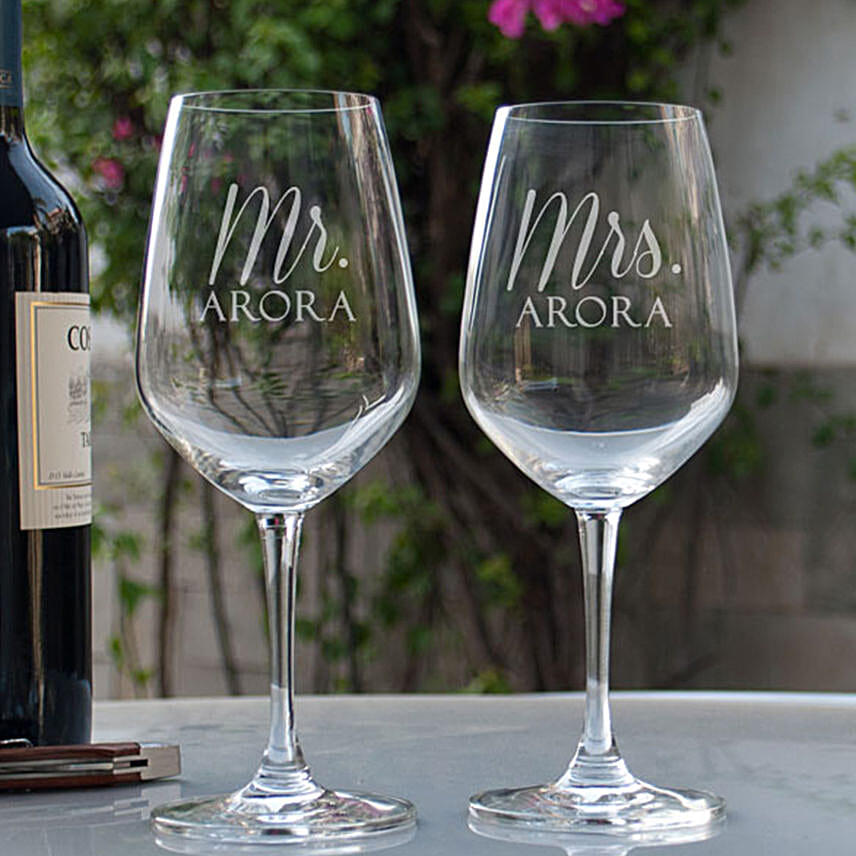 Mr & Mrs Personalised Wine Glasses