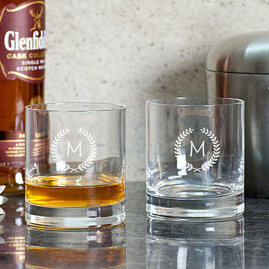 Set of Two Personalised Whiskey Glasses