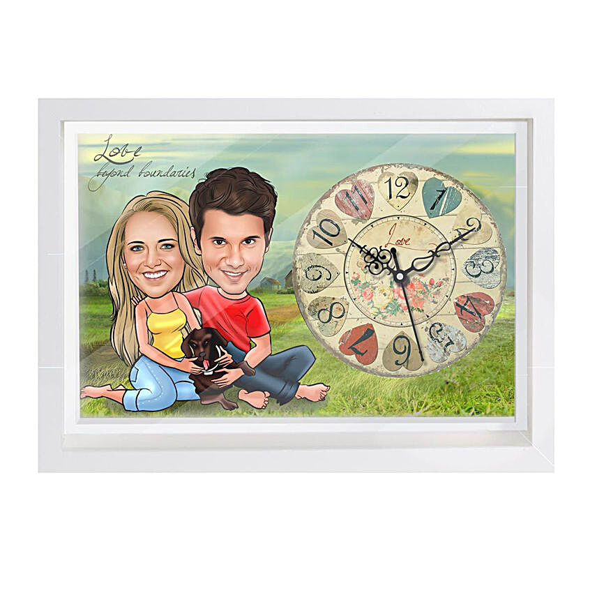 Couple In Love Caricature Wall Clock