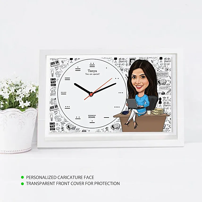 Women At Work Caricature Wall Clock