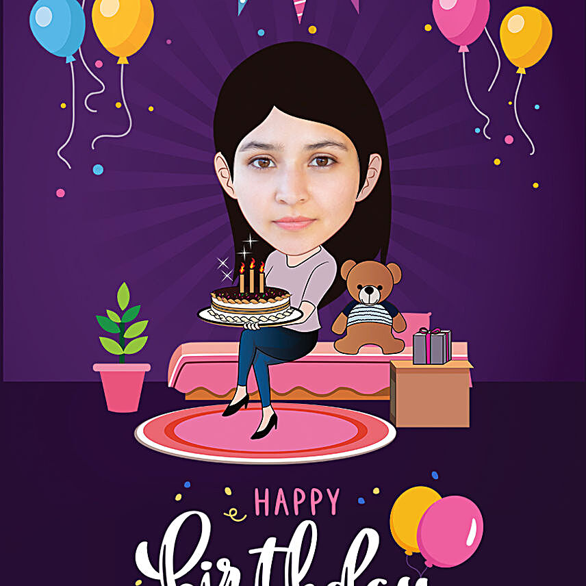 Birthday Caricature Digital Poster
