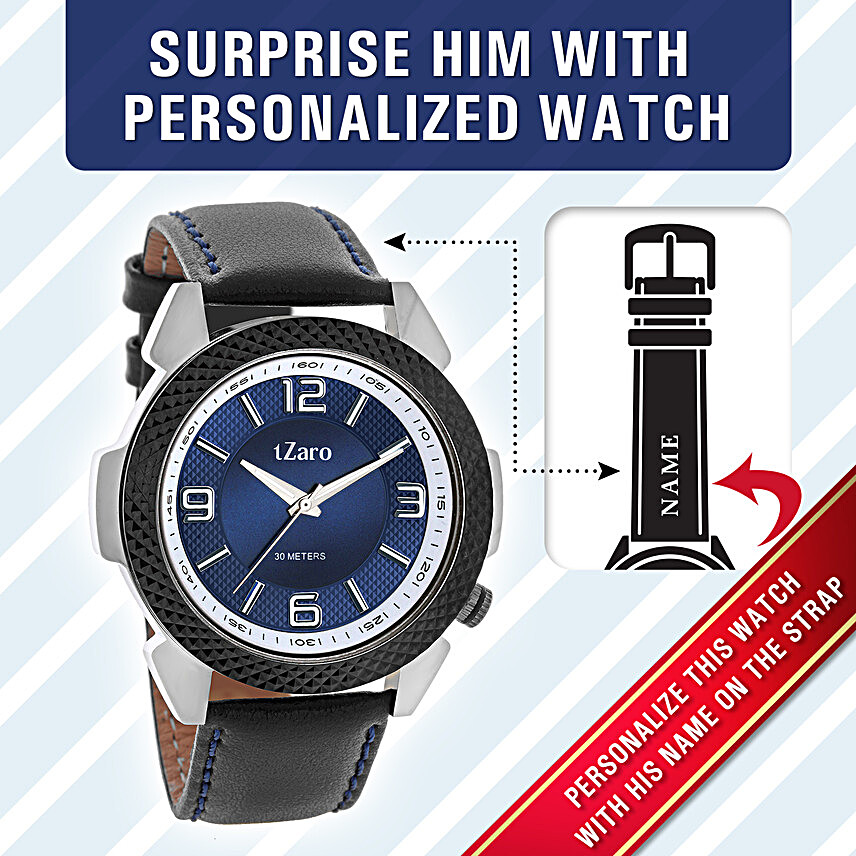 Personalised Black Strap Watch For him