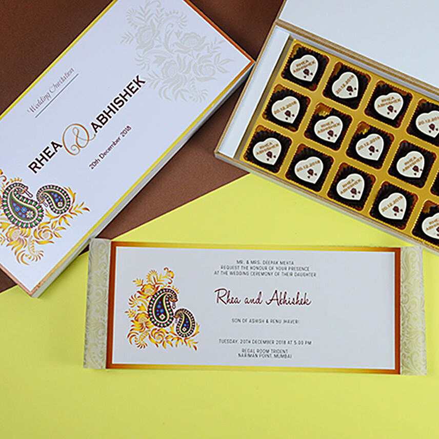 Personalised Designer Shaadi Invitation & Chocolates