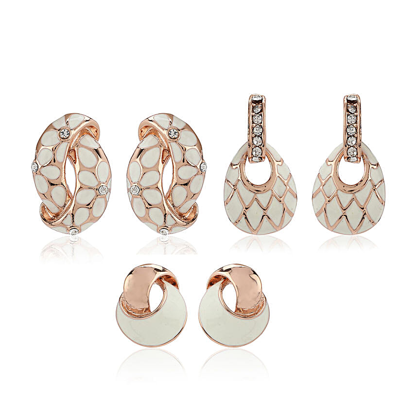 Estele - Charming Rose Gold Enamel Earrings Combo