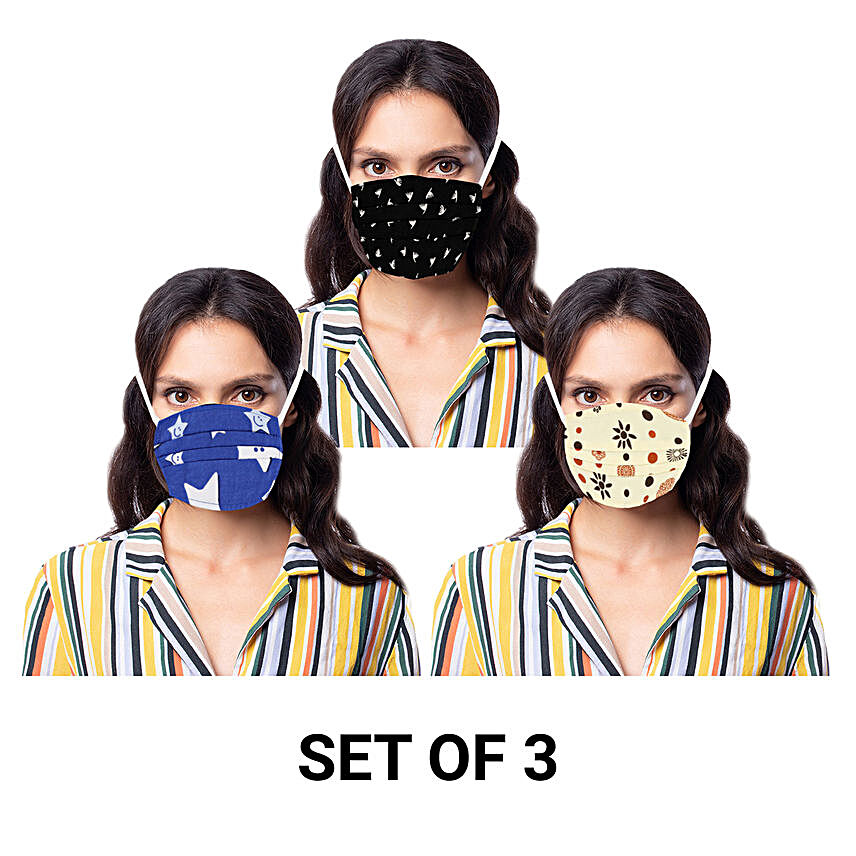 Pleated Cotton Face Mask- Pack of 3