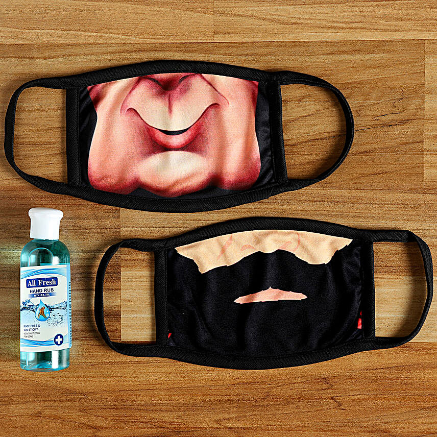 Fun Face Mask For Men & Sanitizer Combo