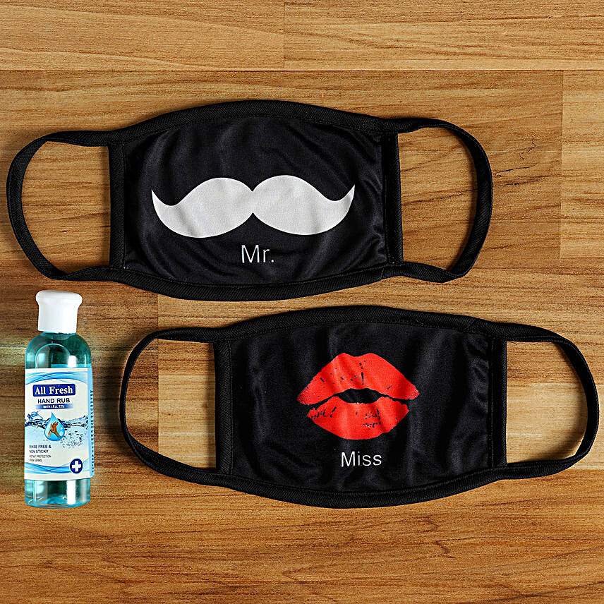 Mr. & Mrs. Face Mask & Sanitizer Combo