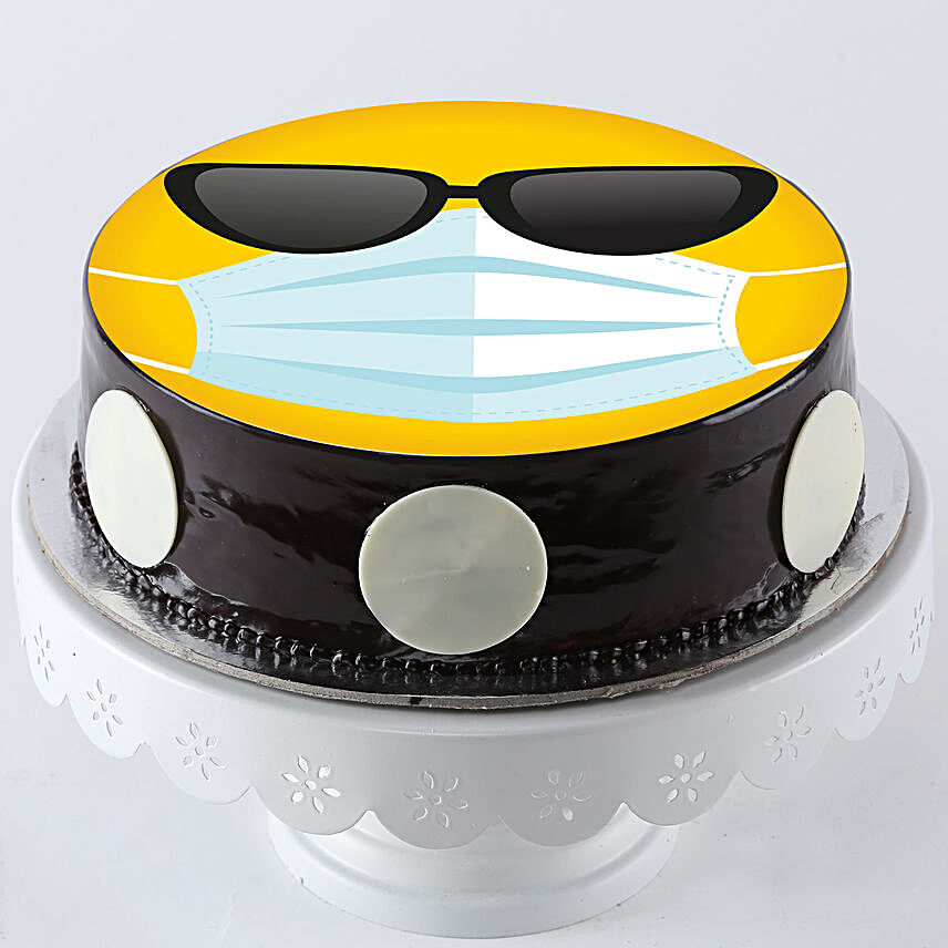 Cool Smiley Quarantine Cake Online:Send Birthday Cakes to Agra