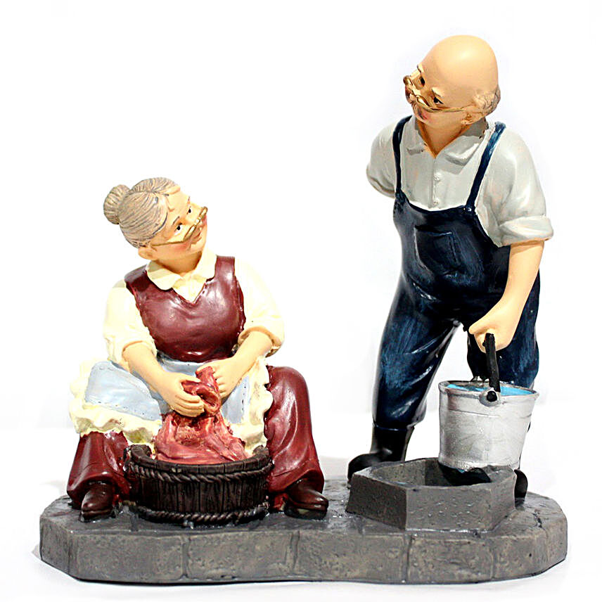 Grandparents Helping Each Other Figurine