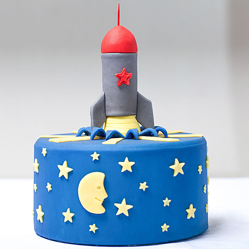 Blue Rocket Shape Cake For Kids