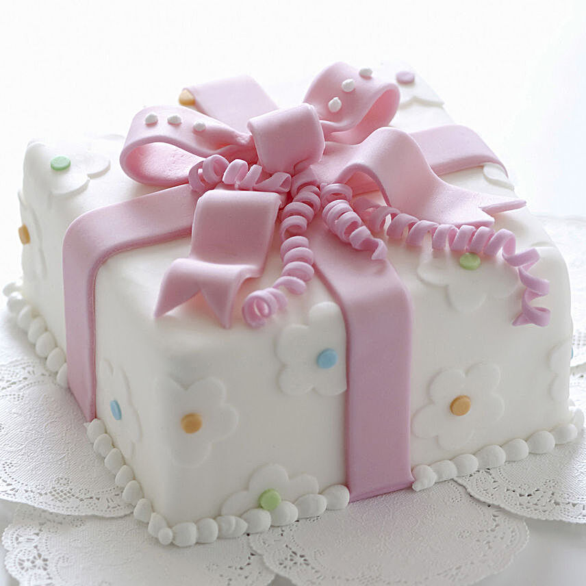 Pink Bow Wrap Chocolate Cake 1 Kg Eggless