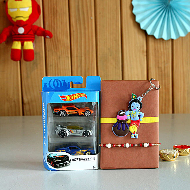 Buy/Send Hot Wheels 3 Cars & Rakhi Set Online- FNP