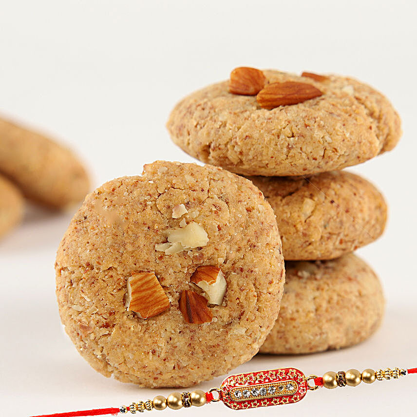 Almond Crust & Choco Filled Healthy Cookies With Capsule Rakhi