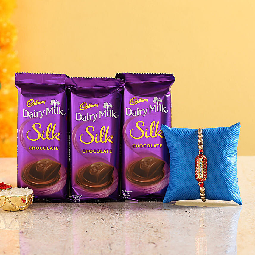 Buy/Send Dairy Milk Silk & Designer Rakhi Online FNP