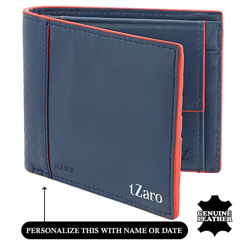 Blue & Red Bi-Fold Personalised Wallet