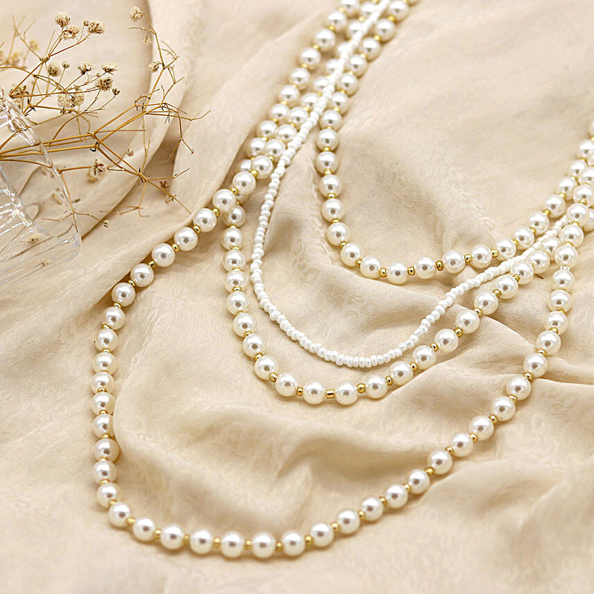 Classy White Pearl Layered Necklace