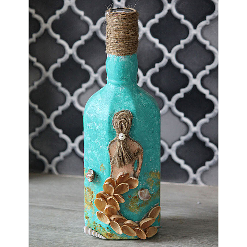 Pistachio Lady Decoupage Bottle