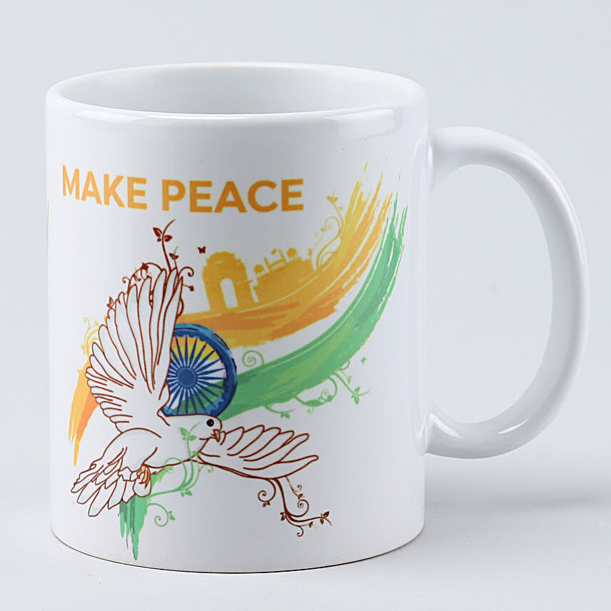 Make Peace White Printed Mug