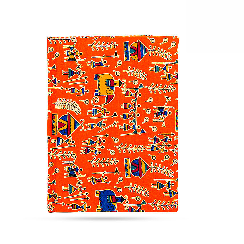 Orange Tribal Forest Cotton Hard Bound Handmade Notebook