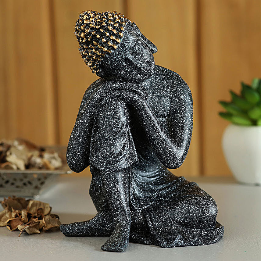 Dark Grey Buddha Idol With Closed Eyes