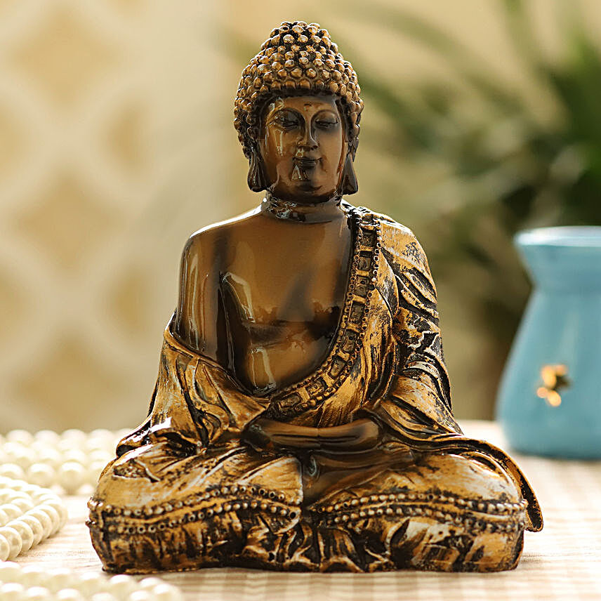 Meditating Buddha Idol- Metallic Brown