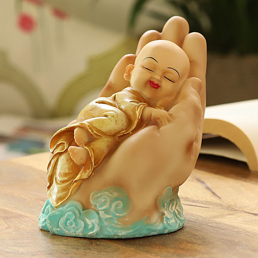 Sleeping Monk On Hand Idol- Yellow