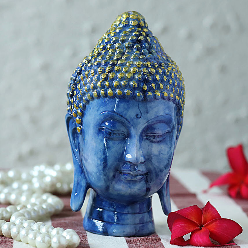 Spiritual Marble Finish Buddha Idol- Blue