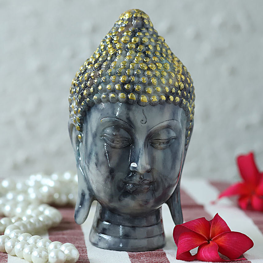 Spiritual Marble Finish Buddha Idol- Grey