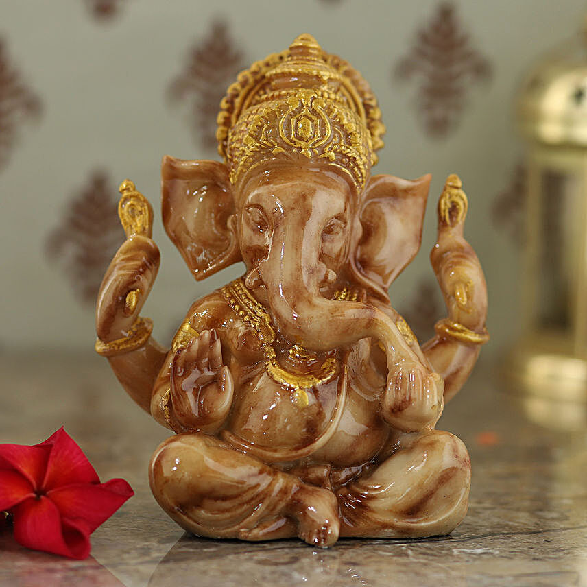 Brown Marble Ganesha Idol