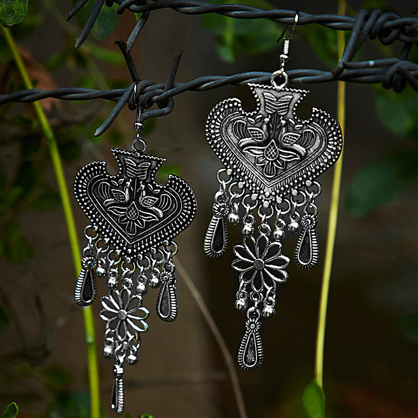 Handcrafted Silver Tribal Hanging Earrings