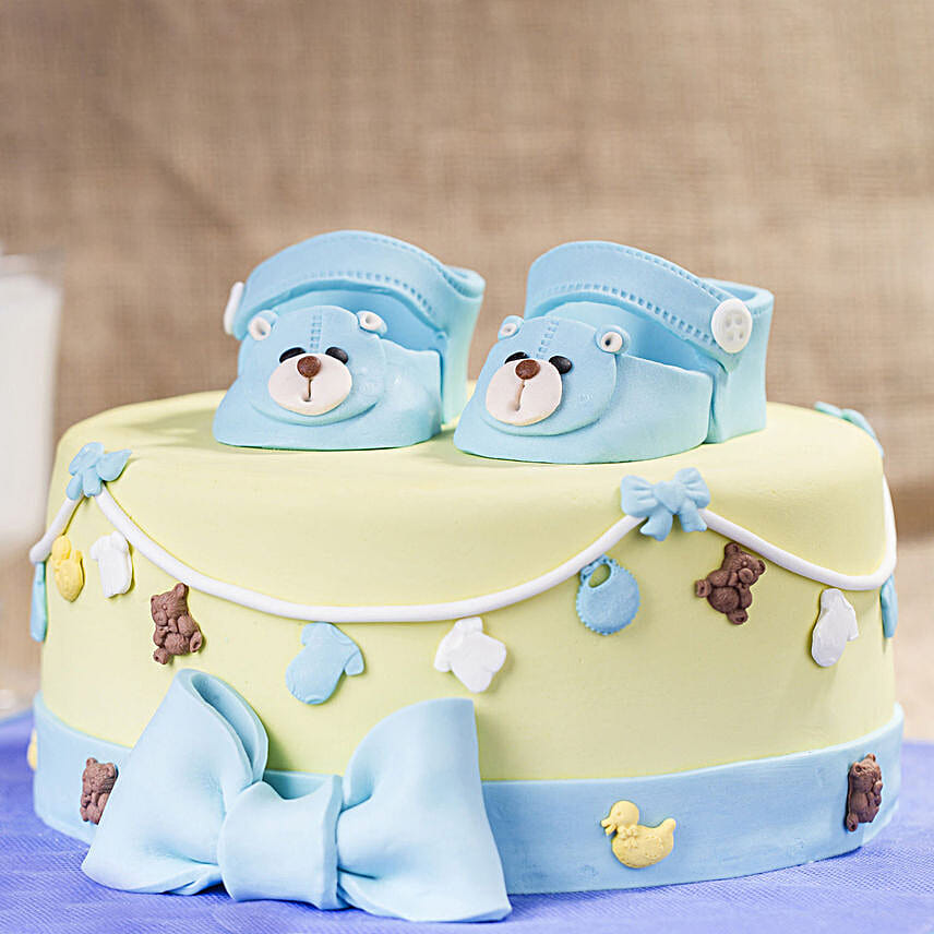 Blue Baby Shoes Truffle Cake- 1 Kg Eggless