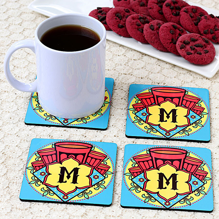 Personalised With Initial Funky Coaster Set
