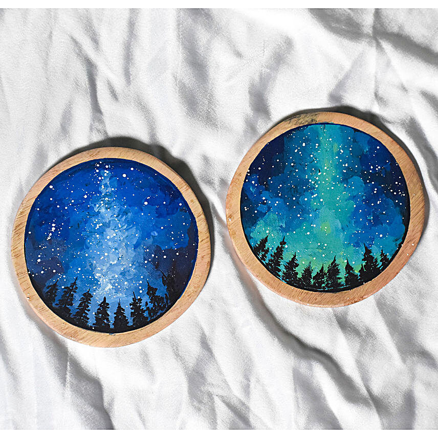 Coloured Wooden Tea Coasters:Diwali Unique Gifts