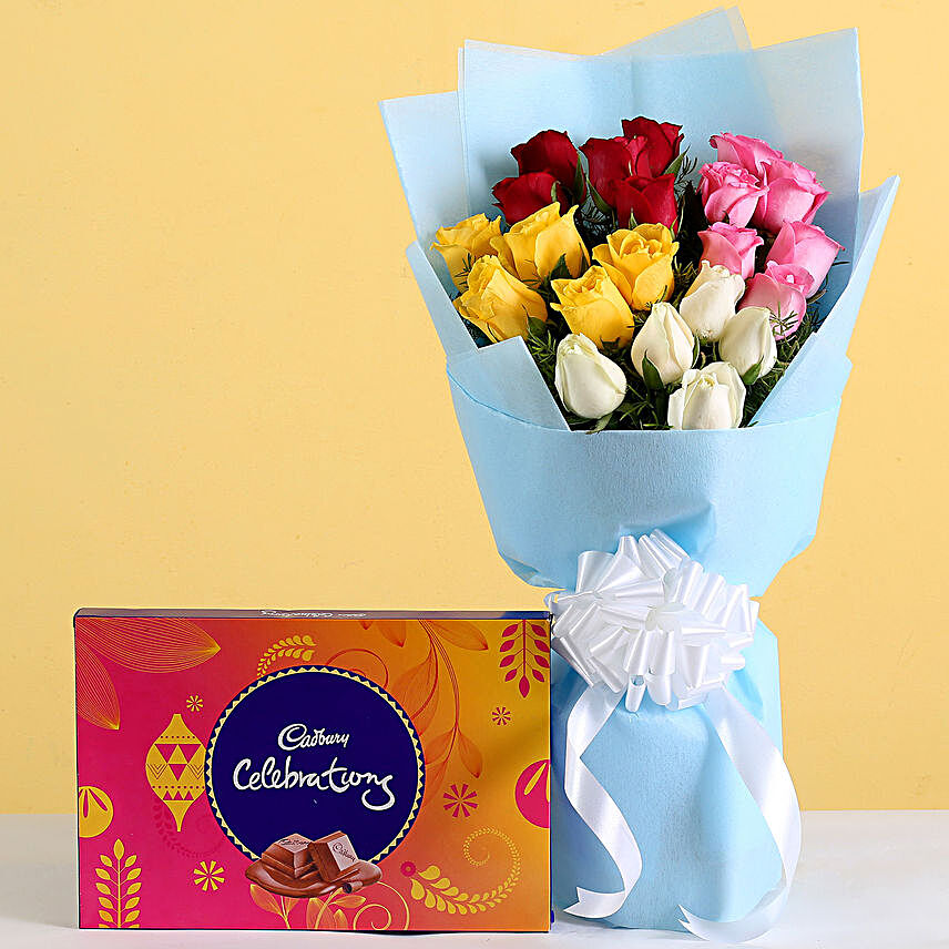 Roses Bouquet & Cadbury Combo