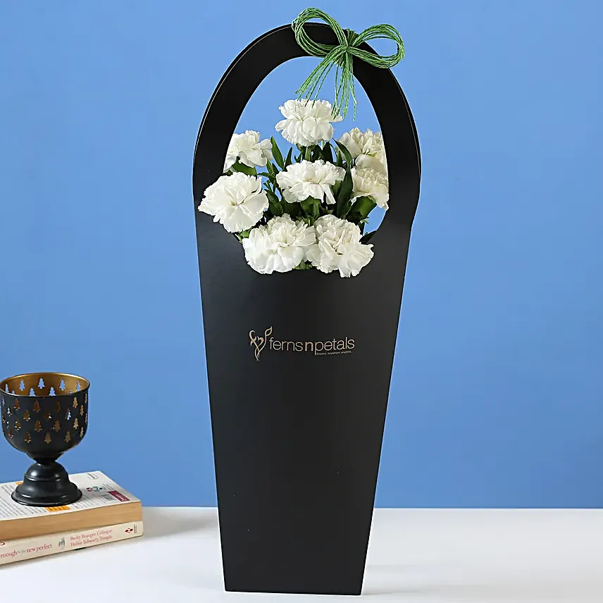 Online Carnations Black FNP Sleeve Bag:Send Flowers In Sleeve