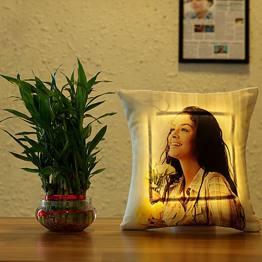 3 Layer Bamboo Personalised LED Cushion