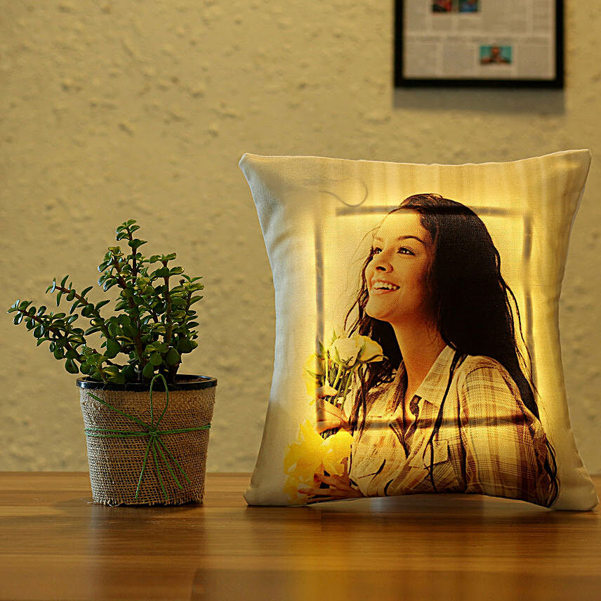 Jade Plant Personalised LED Cushion