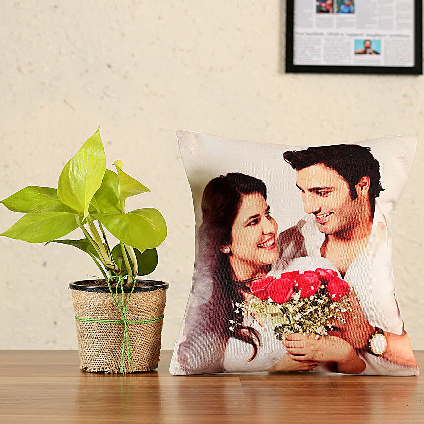 money plant with personalised cushion