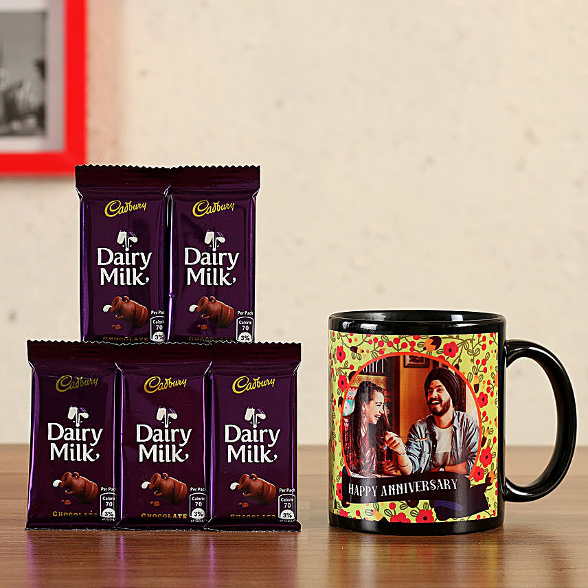 Personalised Black Mug & Dairy Milk