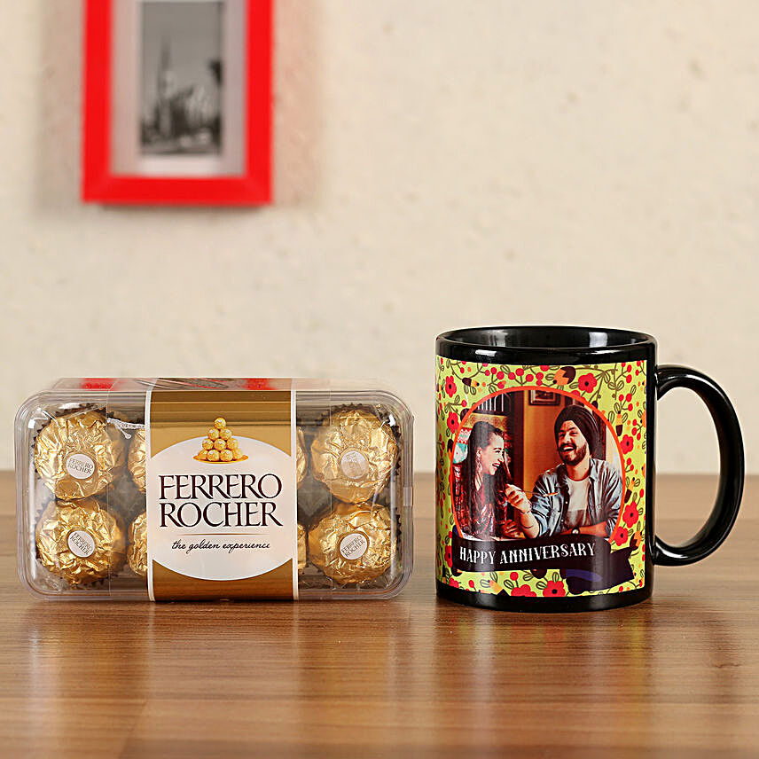 Personalised Black Mug & Ferrero Rocher- 16 Pcs