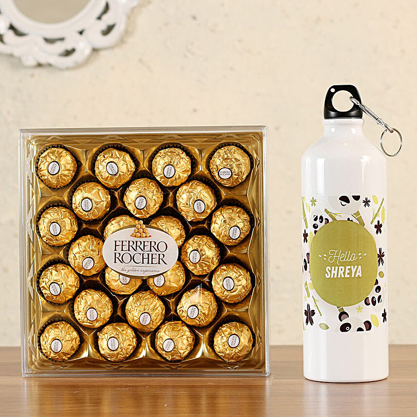 Personalised Bottle & Ferrero Rocher- 24 Pcs